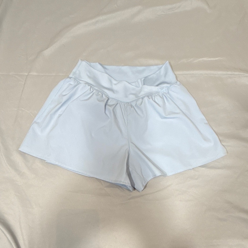 Freely Women's Light Blue Athletic Gym Shorts Pull-On Stretch Liner XL